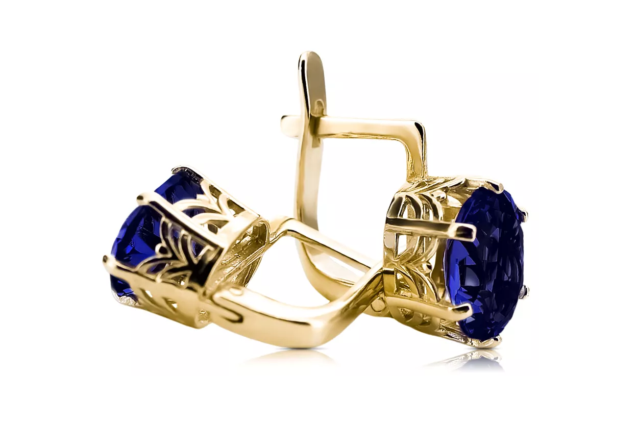 Safir Aur galben 14K Cercei Vintage bijuterii vec003y